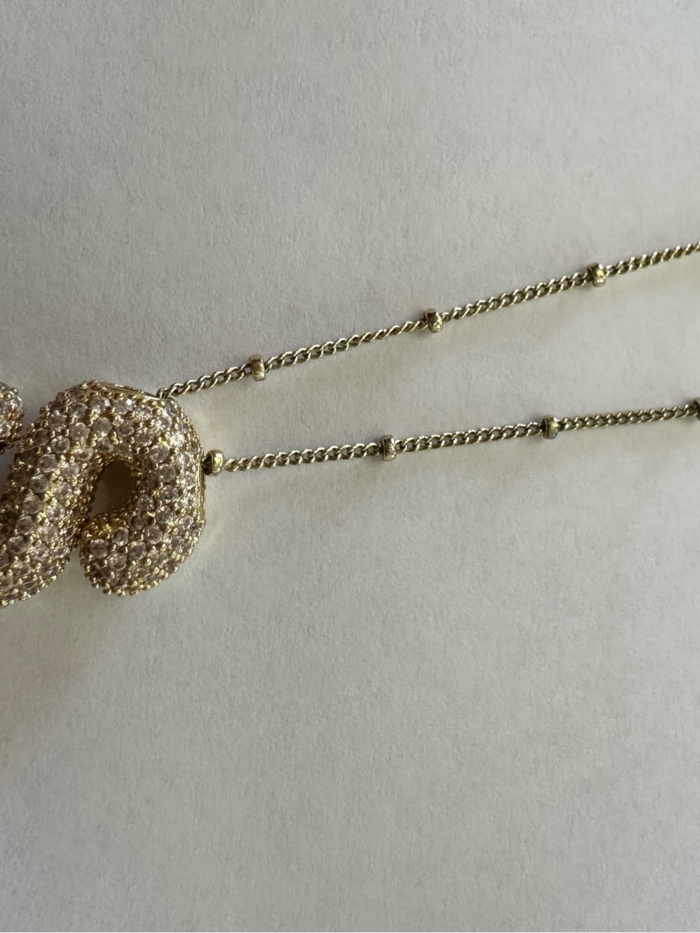 Rhinestone S Initial Pendant Necklace in gold - Picture 2 of 5